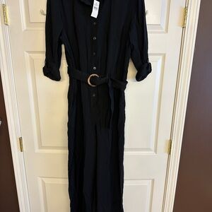 LOFT Black Linen Jumpsuit